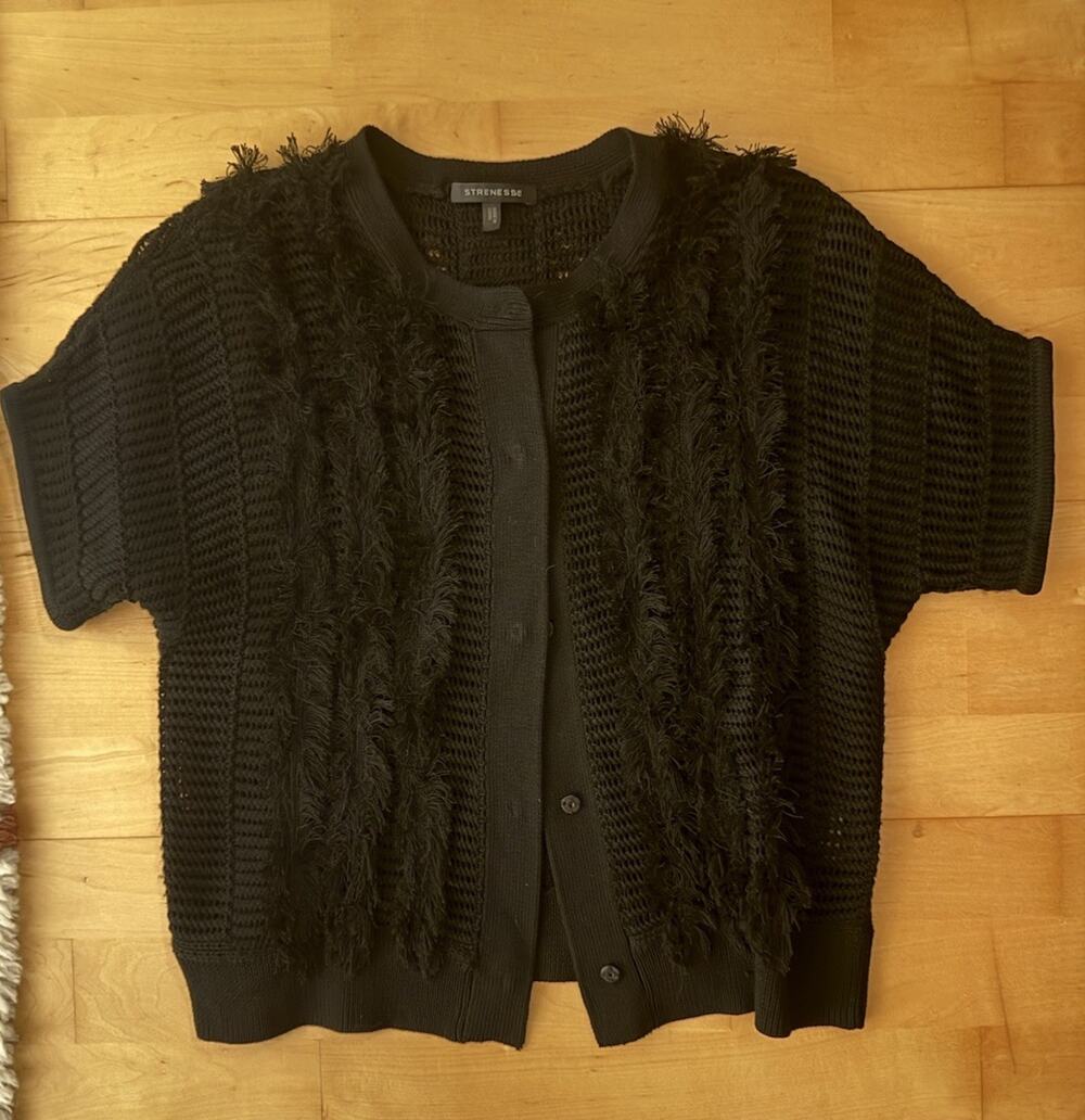 VTG Strenesse Gabriele Strehle Silk Blend Fluffy Knitted Cardigan Short Sleeve 6